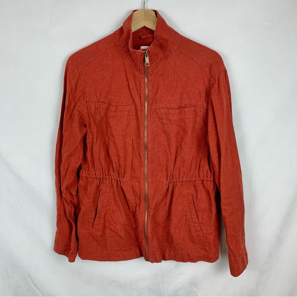 OLD NAVY Brick Red Linen Utility Jacket Sz Sm